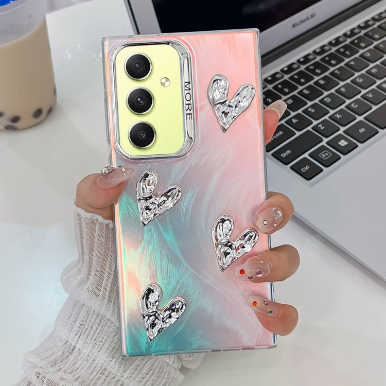 For Samsung Galaxy A34 5G Electroplating 4-Heart Laser Texture TPU Phone Case