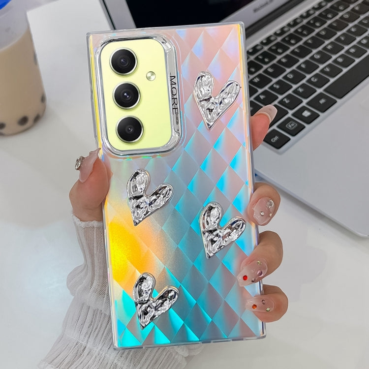 For Samsung Galaxy A34 5G Electroplating 4-Heart Laser Texture TPU Phone Case