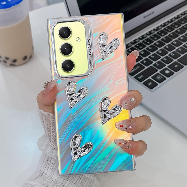 For Samsung Galaxy A34 5G Electroplating 4-Heart Laser Texture TPU Phone Case