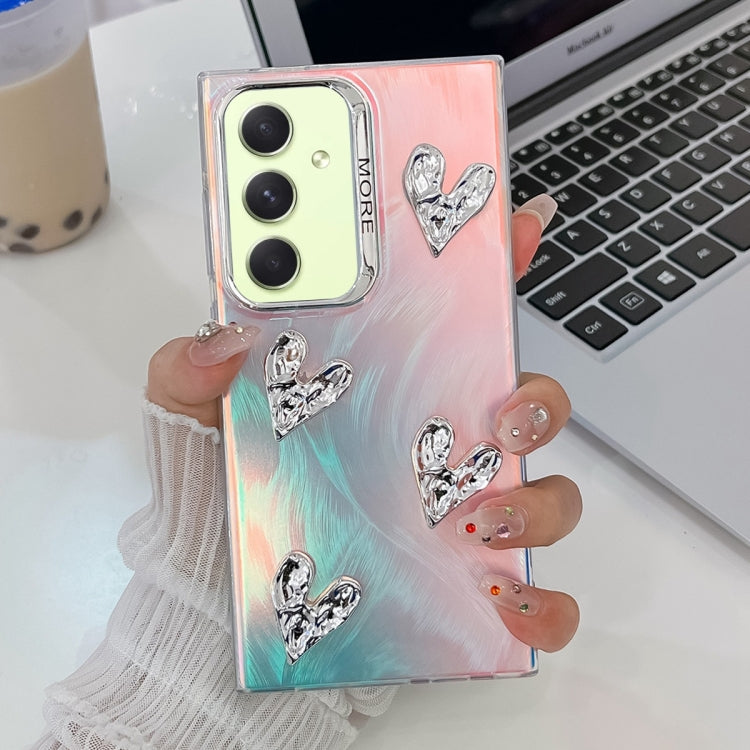 For Samsung Galaxy A54 5G Electroplating 4-Heart Laser Texture TPU Phone Case