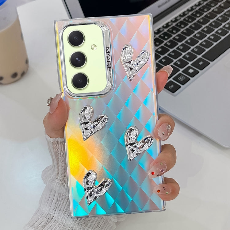 For Samsung Galaxy A54 5G Electroplating 4-Heart Laser Texture TPU Phone Case