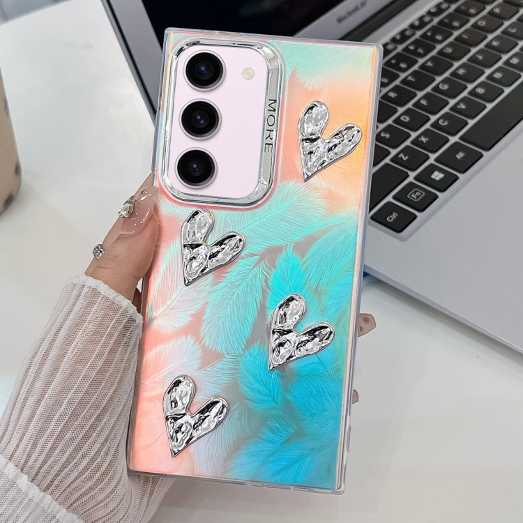 For Samsung Galaxy S23+ 5G Electroplating 4-Heart Laser Texture TPU Phone Case