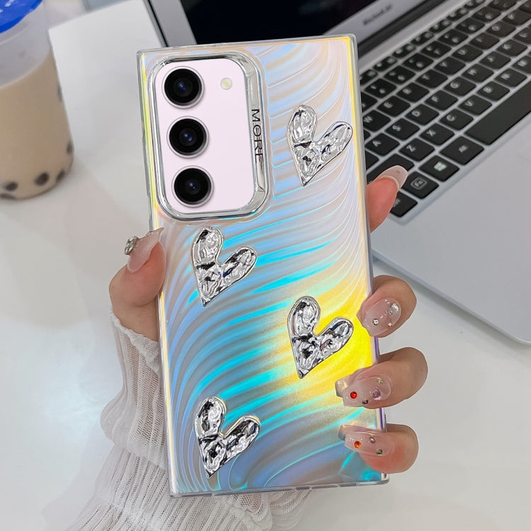 For Samsung Galaxy S23+ 5G Electroplating 4-Heart Laser Texture TPU Phone Case