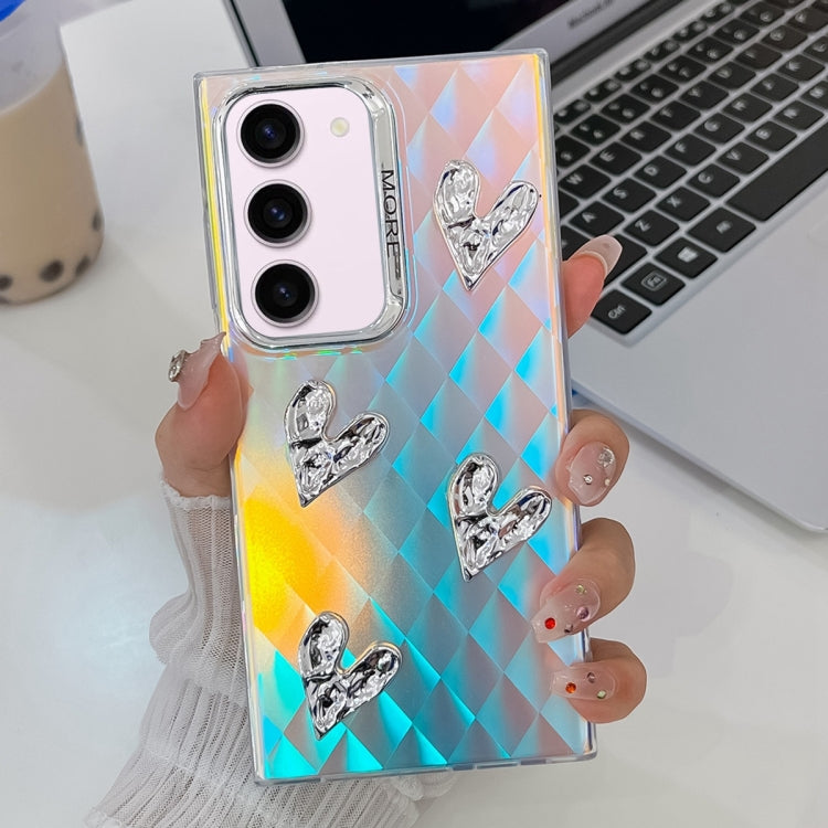 For Samsung Galaxy S23+ 5G Electroplating 4-Heart Laser Texture TPU Phone Case