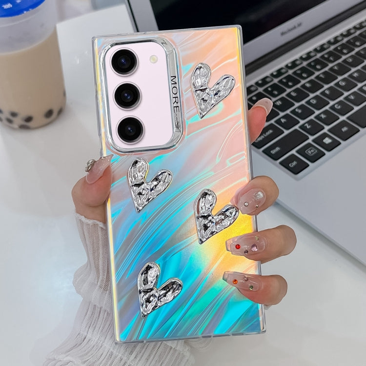 For Samsung Galaxy S23+ 5G Electroplating 4-Heart Laser Texture TPU Phone Case