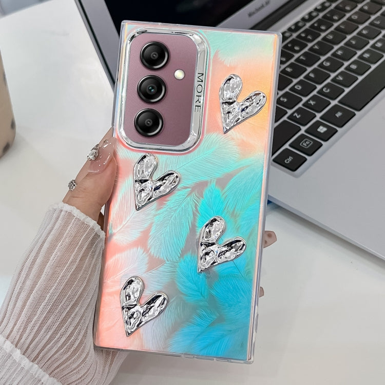 For Samsung Galaxy A14 5G Electroplating 4-Heart Laser Texture TPU Phone Case