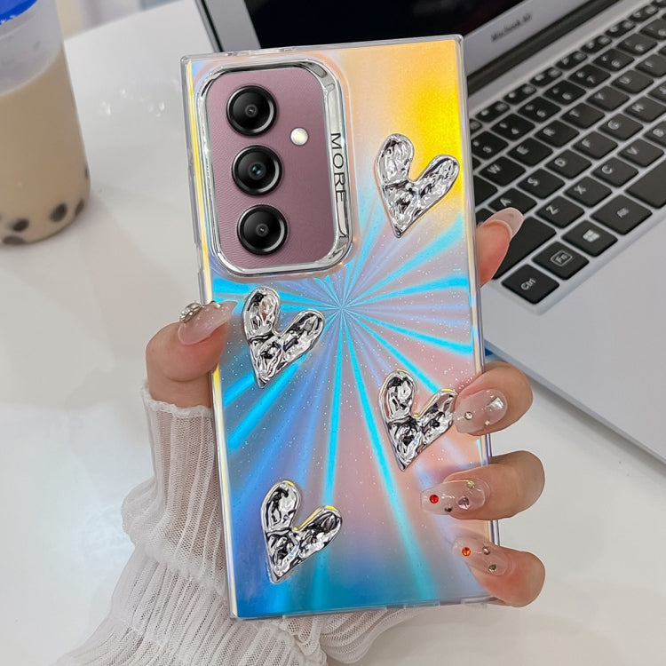 For Samsung Galaxy A14 5G Electroplating 4-Heart Laser Texture TPU Phone Case