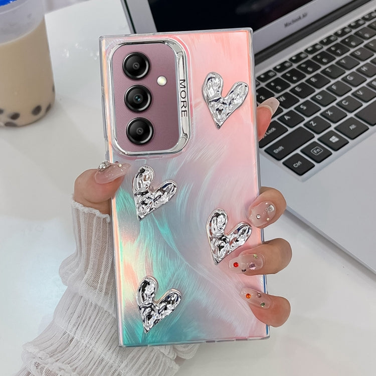 For Samsung Galaxy A14 5G Electroplating 4-Heart Laser Texture TPU Phone Case