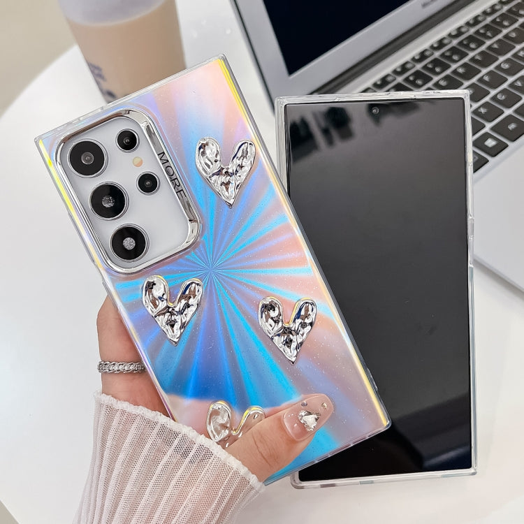 For Samsung Galaxy A25 5G Electroplating 4-Heart Laser Texture TPU Phone Case