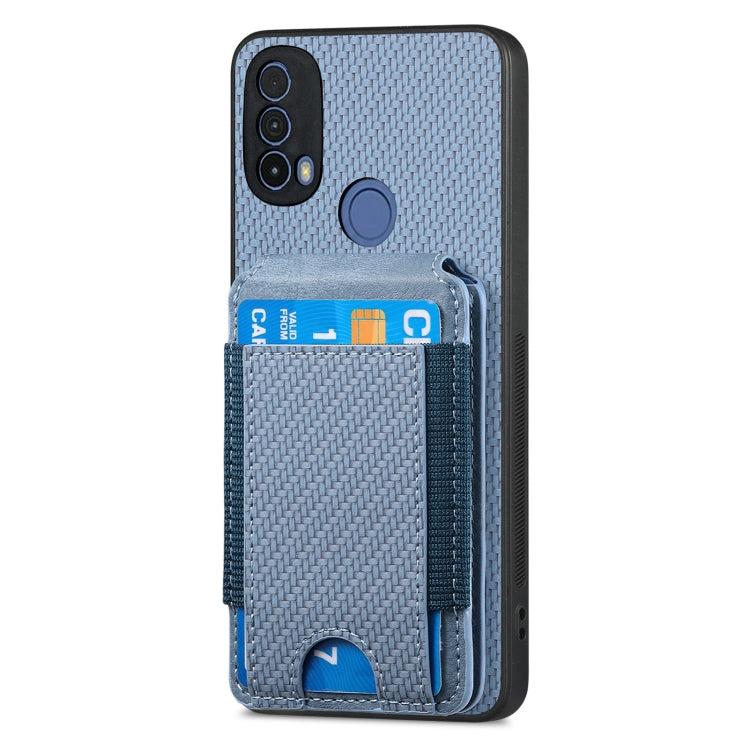 For Motorola Moto E20 / E30 Carbon Fiber Vertical Flip Wallet Stand Phone Case
