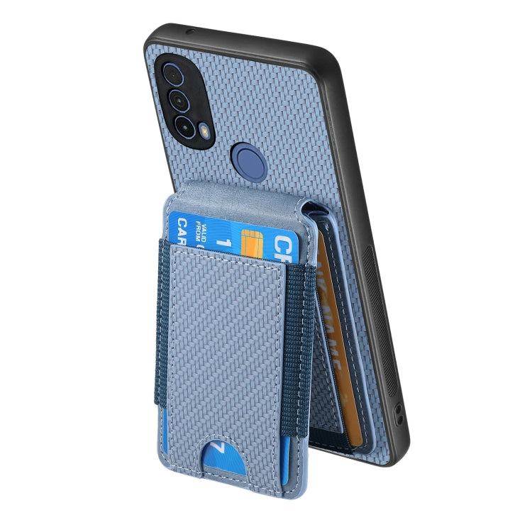 For Motorola Moto E20 / E30 Carbon Fiber Vertical Flip Wallet Stand Phone Case