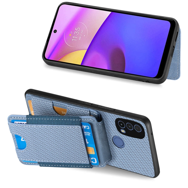 For Motorola Moto E20 / E30 Carbon Fiber Vertical Flip Wallet Stand Phone Case