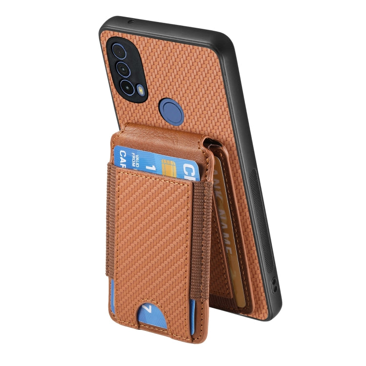 For Motorola Moto E20 / E30 Carbon Fiber Vertical Flip Wallet Stand Phone Case