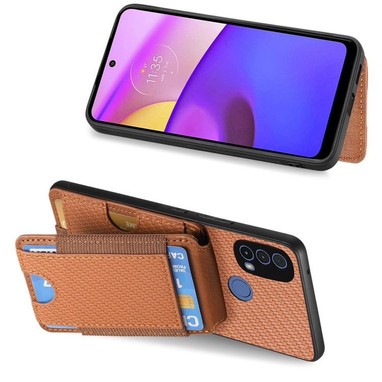 For Motorola Moto E20 / E30 Carbon Fiber Vertical Flip Wallet Stand Phone Case