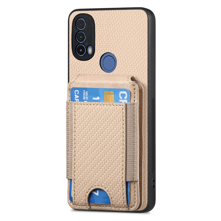 For Motorola Moto E20 / E30 Carbon Fiber Vertical Flip Wallet Stand Phone Case