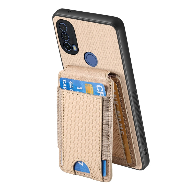 For Motorola Moto E20 / E30 Carbon Fiber Vertical Flip Wallet Stand Phone Case