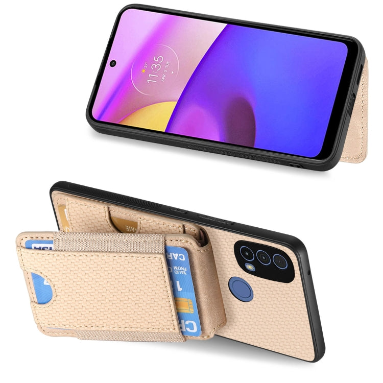 For Motorola Moto E20 / E30 Carbon Fiber Vertical Flip Wallet Stand Phone Case