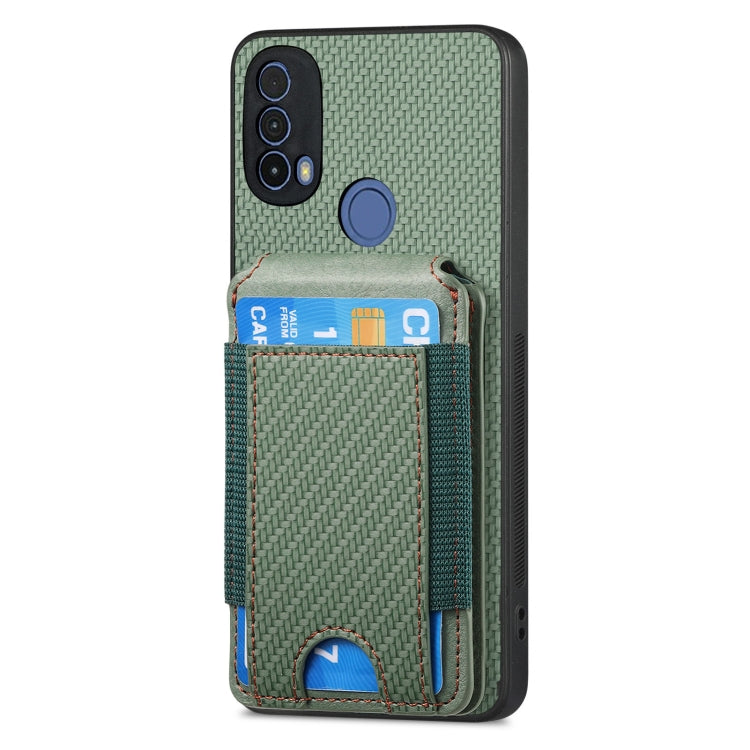 For Motorola Moto E20 / E30 Carbon Fiber Vertical Flip Wallet Stand Phone Case
