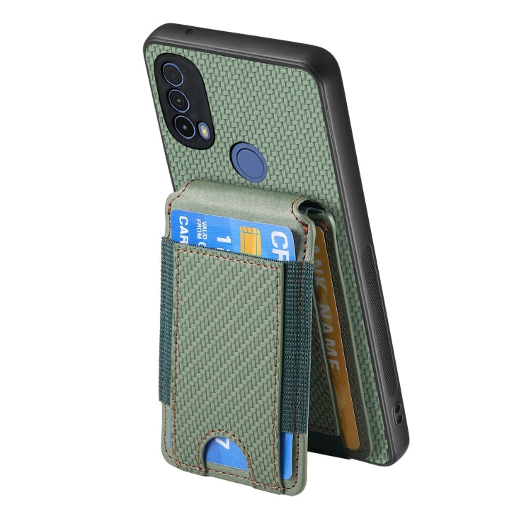 For Motorola Moto E20 / E30 Carbon Fiber Vertical Flip Wallet Stand Phone Case