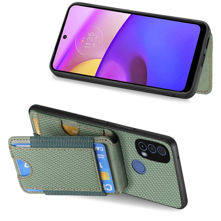 For Motorola Moto E20 / E30 Carbon Fiber Vertical Flip Wallet Stand Phone Case