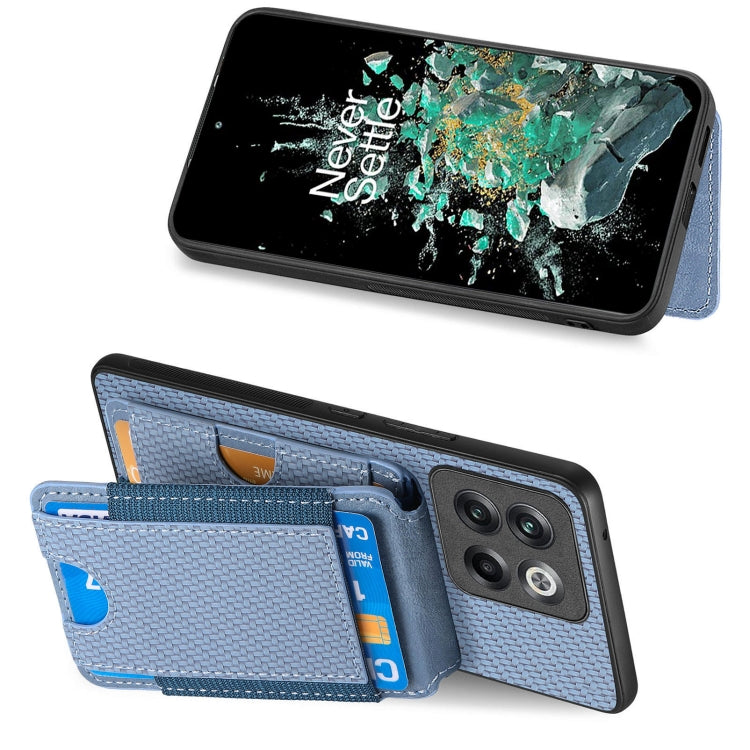 For OnePlus 12 5G Carbon Fiber Vertical Flip Wallet Stand Phone Case