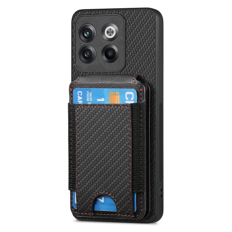 For OnePlus 12 5G Carbon Fiber Vertical Flip Wallet Stand Phone Case