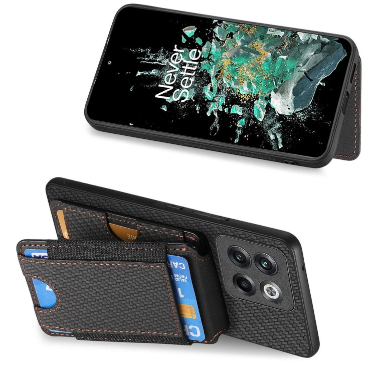 For OnePlus 12 5G Carbon Fiber Vertical Flip Wallet Stand Phone Case