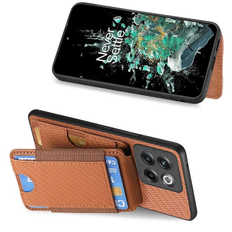 For OnePlus 12 5G Carbon Fiber Vertical Flip Wallet Stand Phone Case