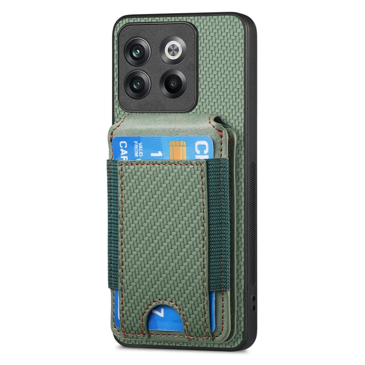 For OnePlus 12 5G Carbon Fiber Vertical Flip Wallet Stand Phone Case