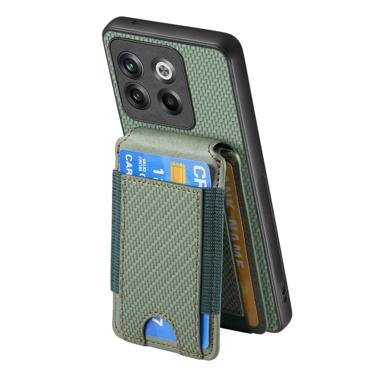 For OnePlus 12 5G Carbon Fiber Vertical Flip Wallet Stand Phone Case