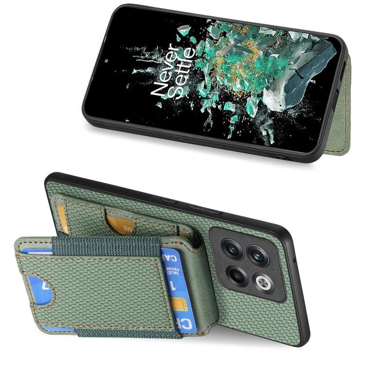 For OnePlus 12 5G Carbon Fiber Vertical Flip Wallet Stand Phone Case