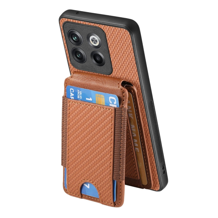 For OnePlus Nord CE3 Carbon Fiber Vertical Flip Wallet Stand Phone Case