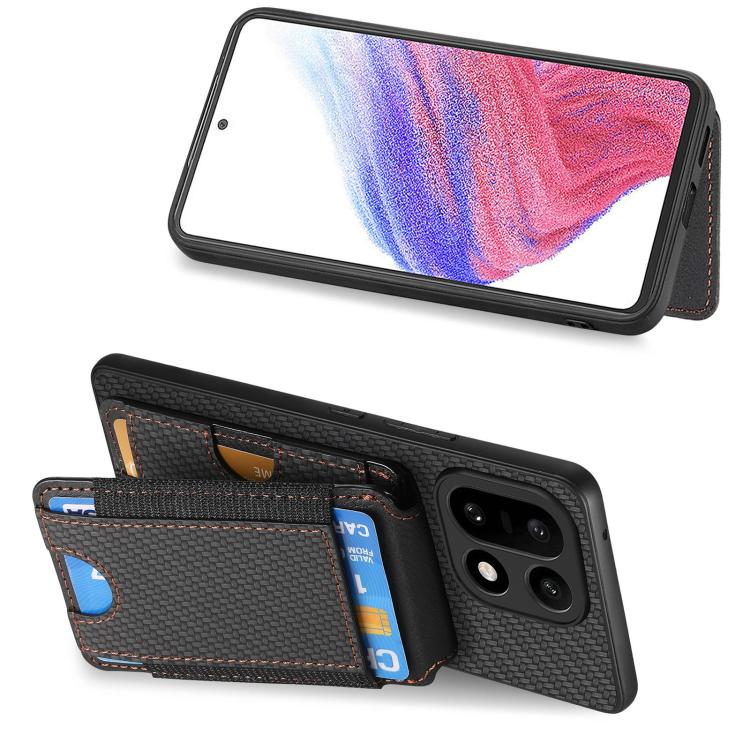 For OnePlus 15 Carbon Fiber Vertical Flip Wallet Stand Phone Case