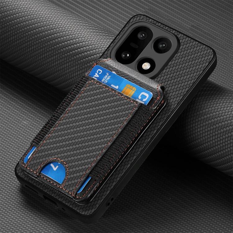 For OnePlus 15 Carbon Fiber Vertical Flip Wallet Stand Phone Case
