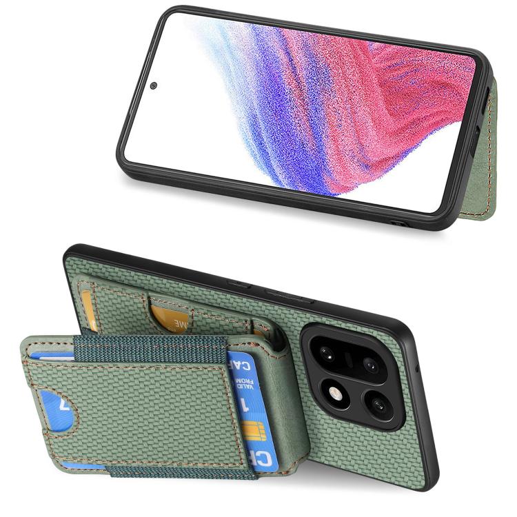 For OnePlus 15 Carbon Fiber Vertical Flip Wallet Stand Phone Case
