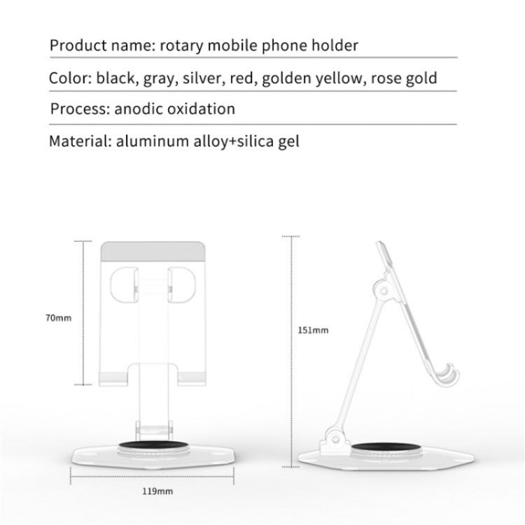 YY-020 360 Degree Rotation Folding Aluminum Alloy Tablet Phone Bracket