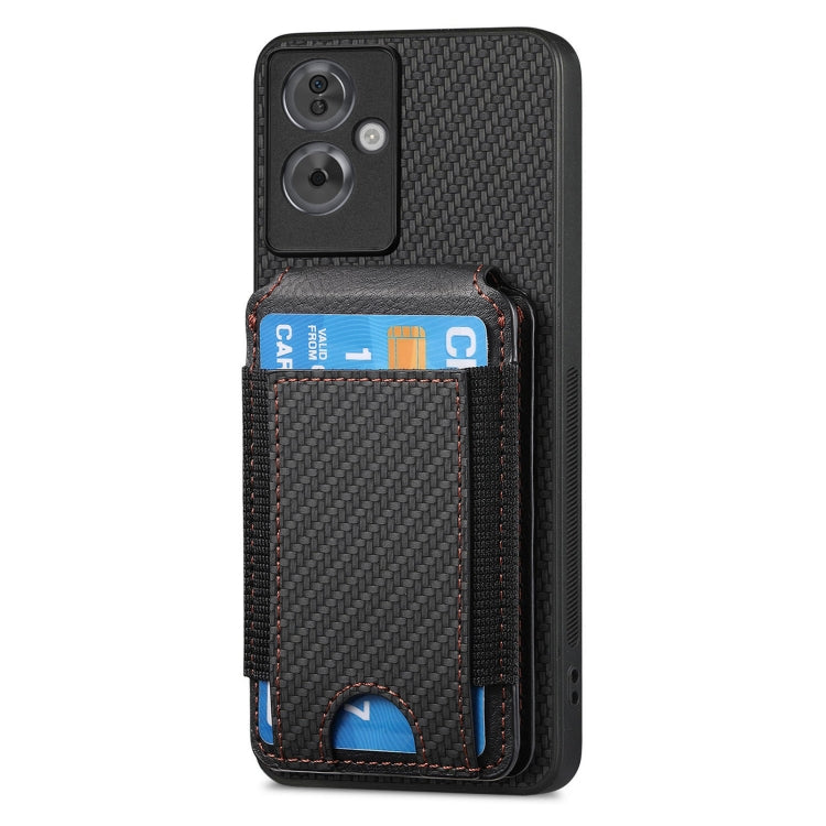 For OPPO A1 5G Carbon Fiber Vertical Flip Wallet Stand Phone Case