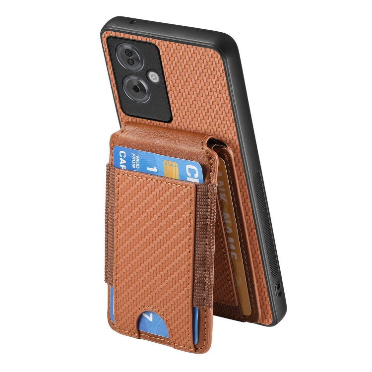 For OPPO A17K Carbon Fiber Vertical Flip Wallet Stand Phone Case
