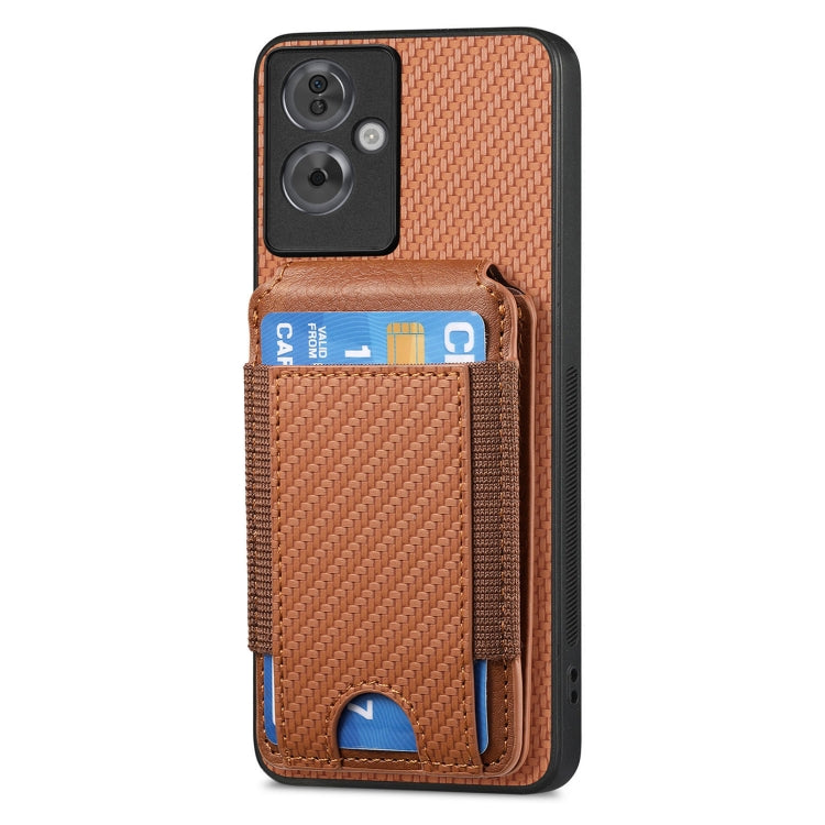 For OPPO A17 Carbon Fiber Vertical Flip Wallet Stand Phone Case