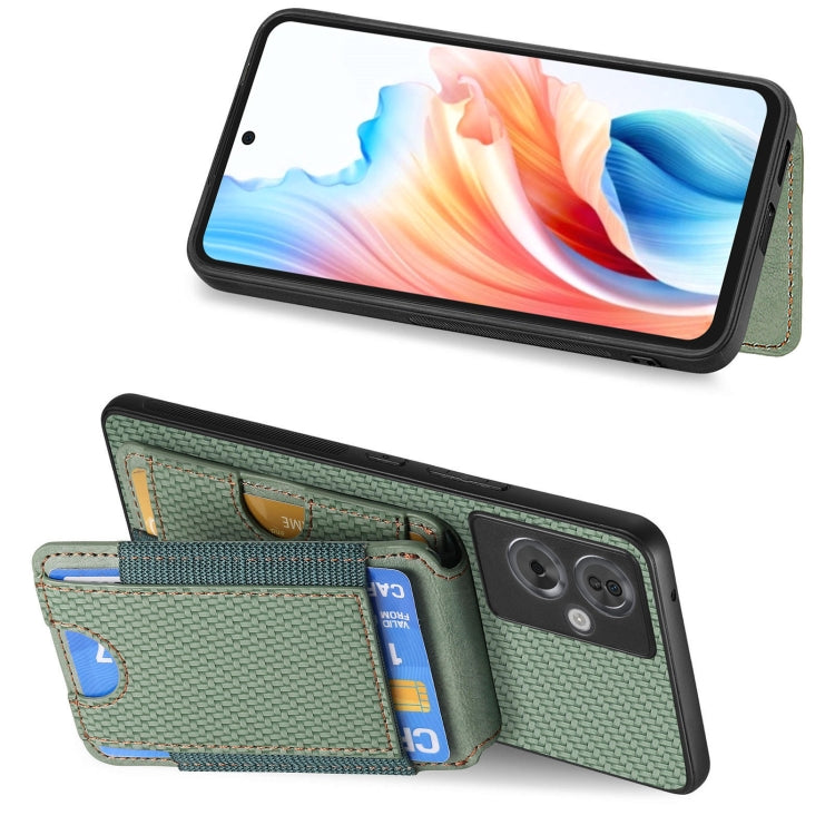 For OPPO Reno7 4G Carbon Fiber Vertical Flip Wallet Stand Phone Case