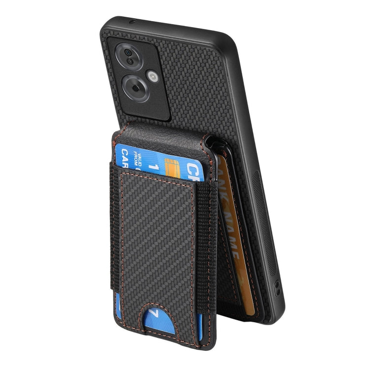 For OPPO A15 Carbon Fiber Vertical Flip Wallet Stand Phone Case