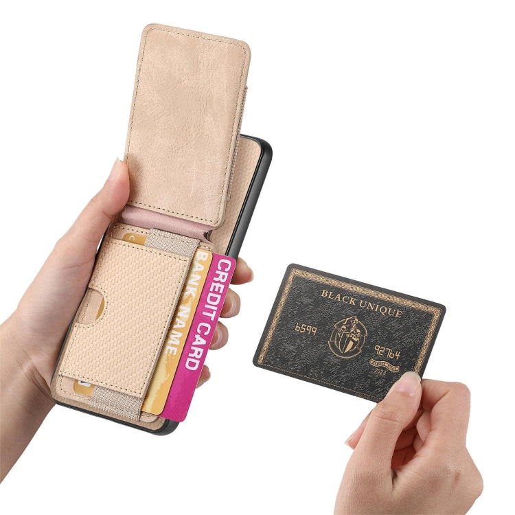 For OPPO A5 Carbon Fiber Vertical Flip Wallet Stand Phone Case
