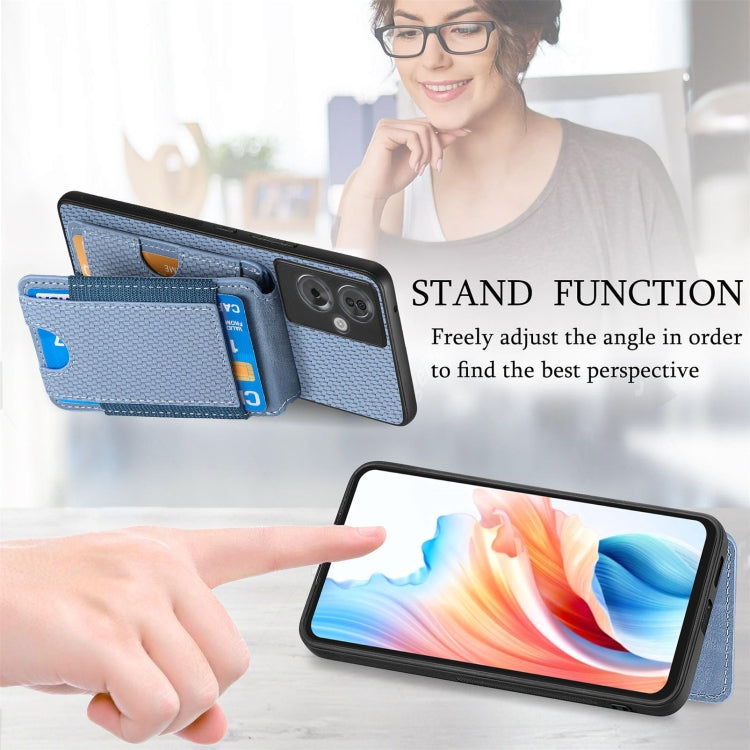 For OPPO A52 / A72 / A92 Carbon Fiber Vertical Flip Wallet Stand Phone Case