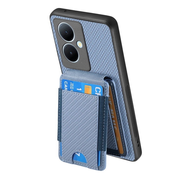 For vivo S18e Carbon Fiber Vertical Flip Wallet Stand Phone Case
