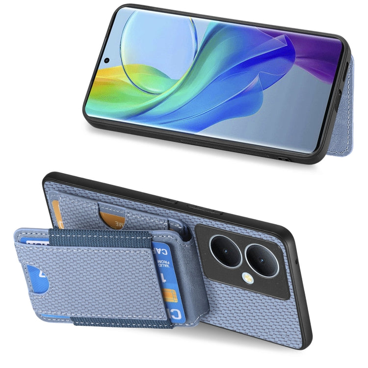For vivo S18e Carbon Fiber Vertical Flip Wallet Stand Phone Case