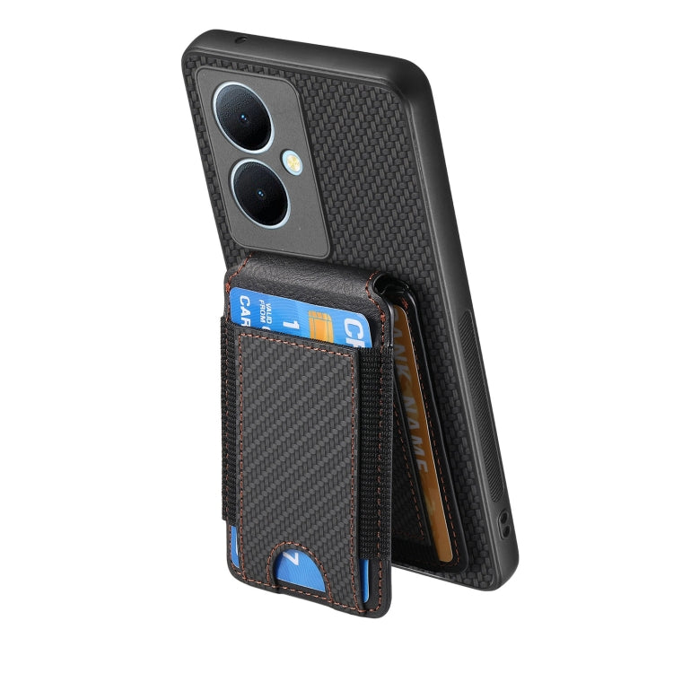For vivo S18e Carbon Fiber Vertical Flip Wallet Stand Phone Case