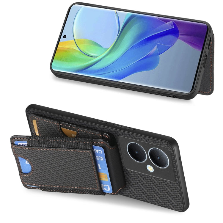 For vivo S18e Carbon Fiber Vertical Flip Wallet Stand Phone Case