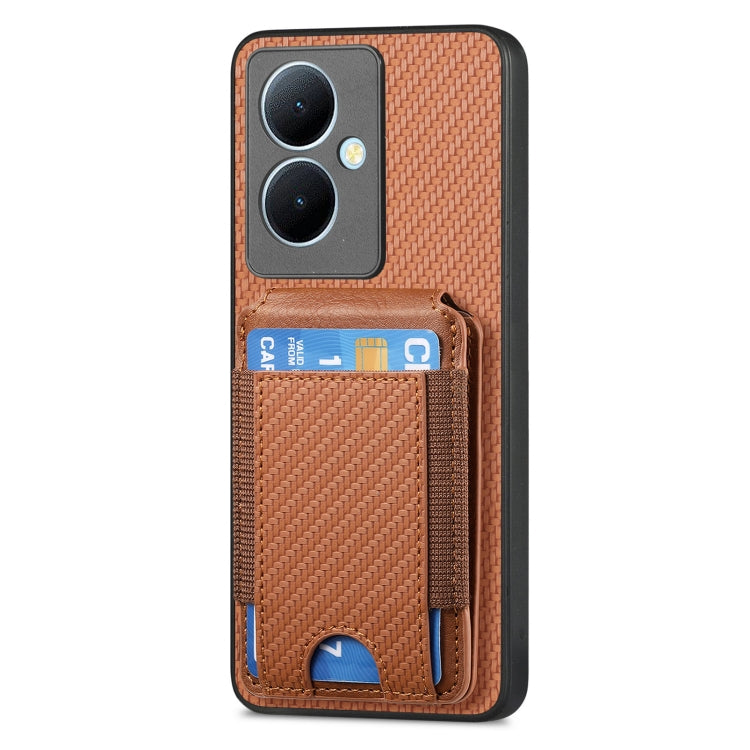 For vivo S18e Carbon Fiber Vertical Flip Wallet Stand Phone Case