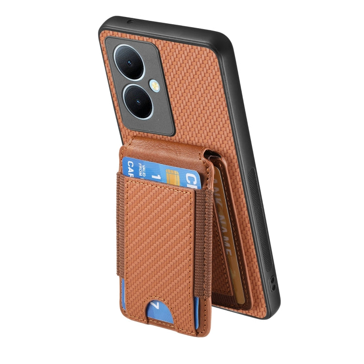 For vivo S18e Carbon Fiber Vertical Flip Wallet Stand Phone Case