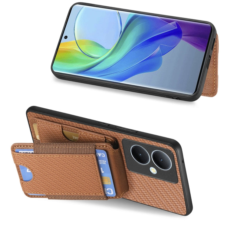 For vivo S18e Carbon Fiber Vertical Flip Wallet Stand Phone Case